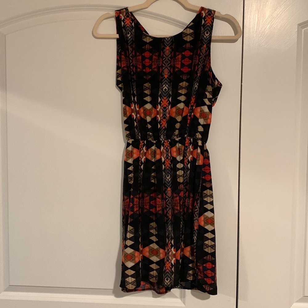 Sage patterned mini dress